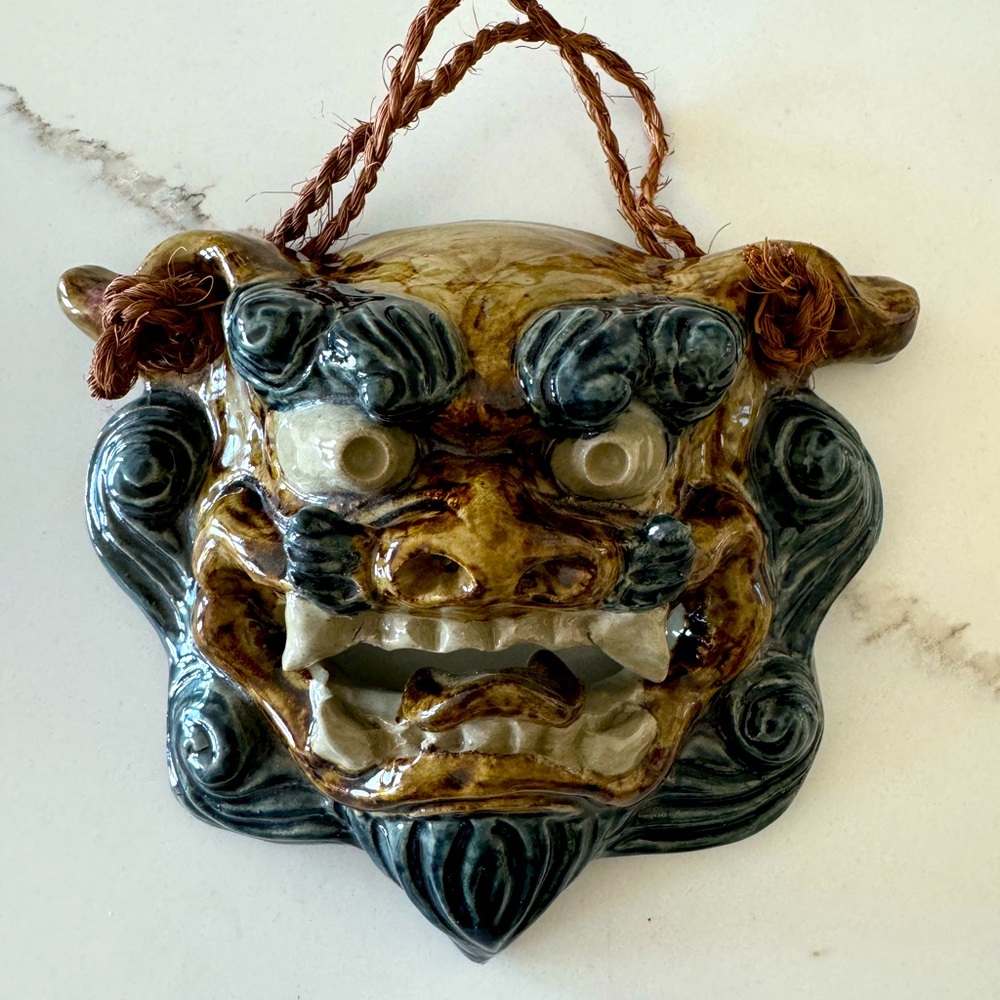 Japanese Okinawa Traditional Folk Art Ceramic Wall Hanging